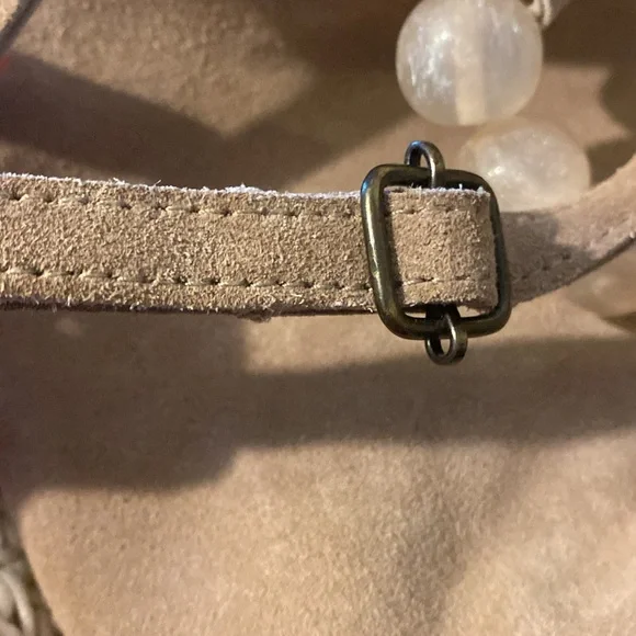 Cost Plus World Market Tan Suede Bag with Beaded Handles - Picture 7 of 7